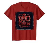 Capitán de Boo Crew: Espeluznante líder del escuadrón Fantasma de Halloween Camiseta, Niños, Arándano, 12 años