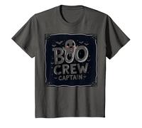 Capitán de Boo Crew: Espeluznante líder del escuadrón Fantasma de Halloween Camiseta, Niños, Asfalto, 8 años