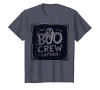 Capitán de Boo Crew: Espeluznante líder del escuadrón Fantasma de Halloween Camiseta, Niños, Azul Jaspeado, 12 años