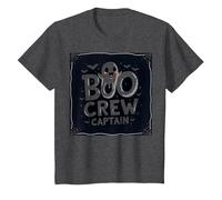 Capitán de Boo Crew: Espeluznante líder del escuadrón Fantasma de Halloween Camiseta, Niños, Jaspeado Oscuro, 12 años