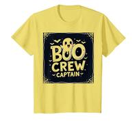 Capitán de Boo Crew: Espeluznante líder del escuadrón Fantasma de Halloween Camiseta, Niños, Limón, 12 años