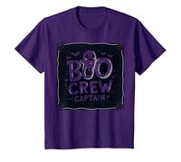 Capitán de Boo Crew: Espeluznante líder del escuadrón Fantasma de Halloween Camiseta, Niños, Morado, 12 años