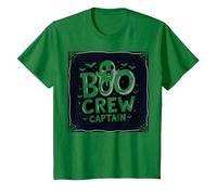 Capitán de Boo Crew: Espeluznante líder del escuadrón Fantasma de Halloween Camiseta, Niños, Verde Kelly, 12 años
