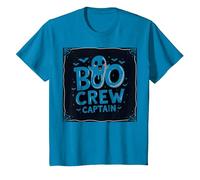 Capitán de Boo Crew: Espeluznante líder del escuadrón Fantasma de Halloween Camiseta, Niños, Zafiro, 12 años