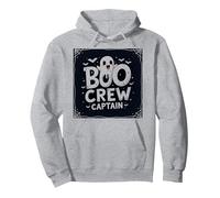 Capitán de Boo Crew: Espeluznante líder del escuadrón Fantasma de Halloween Sudadera con Capucha, Unisex para Adultos, Gris Jaspeado, S