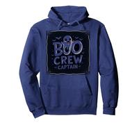 Capitán de Boo Crew: Espeluznante líder del escuadrón Fantasma de Halloween Sudadera con Capucha, Unisex para Adultos, Azul Marino, XL