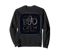 Capitán de Boo Crew: Espeluznante líder del escuadrón Fantasma de Halloween Sudadera, Unisex para Adultos, Negro, S