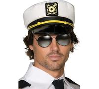 Capitán de Mar Satén Blanco Gorra Marinero Sombrero Barco Soltero Fiesta Disfraz