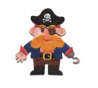 Capitán Del Pirata Del Calavera Skull Beach - Parches Termoadhesivos Bordados Aplique Para Ropa, Tamaño: 6,2 x 6,1 cm