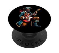 Capitán pirata tocando la guitarra eléctrica divertido PopSockets PopGrip Adhesivo