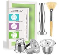 CAPMESSO Cápsula de café reutilizables, rellenables para espresso, Cápsula de acero inoxidable compatibles con las máquinas de la línea original de Nespresso-conjunto de 3 vainas