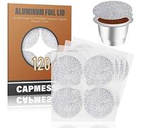 CAPMESSO Filtros Cápsulas de Café compatibles con Nespresso+ Tapas de Papel de Aluminio Autoadhesivas (Plata-120pcs Tapas)
