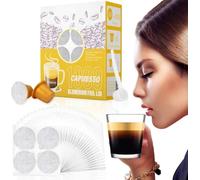 CAPMESSO Filtros Cápsulas de Café compatibles con Nespresso+ Tapas de Papel de Aluminio Autoadhesivas (Plata - 1000 pcs Tapas + 6 Vainas de Plástico)