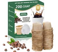 CAPMESSO Filtros de papel de café desechables de repuesto para filtro Kerig compatible con cápsulas reutilizables de una sola porción, cafetera Keurig, 200 unidades (natural)