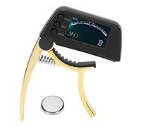 Capo Afinador para Guitarra, Clip 2 en 1, Aleación de Zinc y ABS Dorado, Pantalla LCD, para Acústica, Eléctrica, Clásica y Ukelele - Precisión Profesional, Alta Sensibilidad, (Oro brillante)