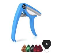 Capo de cambio rápido para guitarras acústicas y eléctricas - Cejilla de guitarra ABS con clip | con 5 púas y 1 portapúas de cuero, para guitarra acústica y eléctrica de 6 cuerdas, ukelele, bajo, banj