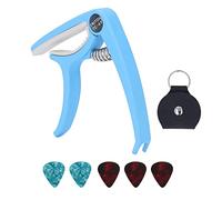 Capo de guitarra con cinco selecciones para guitarras de diferentes anchos que incluyen electricidad, acústica, bajo, mandolina, ukelele y banjo (Blue)