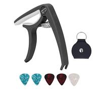 Capo de guitarra con cinco selecciones para guitarras de diferentes anchos que incluyen electricidad, acústica, bajo, mandolina, ukelele y banjo (Black)