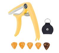 Capo de guitarra con cinco selecciones para guitarras de diferentes anchos que incluyen electricidad, acústica, bajo, mandolina, ukelele y banjo (Yellow)