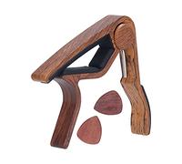 Capo de guitarra Small Portable Silicone Pad Silicone Spring Capo cargada para guitarra acústica Aleación de aluminio profesional de aluminio Color de madera oscura 72G con 2