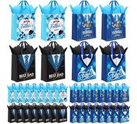 Capoda 36 bolsas de regalo para el día del padre con papeles de seda, a granel de 11.8 x 9.84 x 3.15 pulgadas, no tejidas, reutilizables, bolsas de mano para papá con asa para regalos del día del
