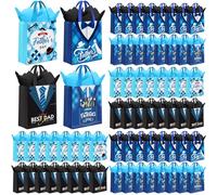 Capoda 60 bolsas de regalo para el día del padre con papel de seda, a granel de 11.8 x 9.84 x 3.15 pulgadas, no tejidas, reutilizables, bolsas de mano para papá con asa para regalos del día del padre