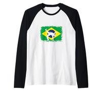 Capoeira Frente al Baile de Artes Marciales de Bandera brasileña Camiseta Manga Raglan