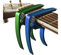 Capotrast de guitarra (paquete de 2) para guitarras, ukelele, banjo, mandolina, bajo - Hecho de metal de aluminio ultraligero (¡1,2 oz!) para instrumentos de 6 y 12 cuerdas - Garantía de por vida