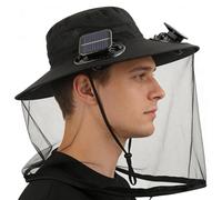 Cappello con Ventilatore Solare UPF50+, Cappello A Secchiello Traspirante con Rete | Copricapo Da E Outdoor per Uomo E Donna, Ideale per Escursionismo, Spiaggia, Campeggio E Viaggio