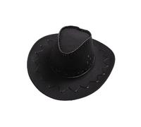 Cappello da Cowboy, Cappello da Cowboy in Pelle, Cappello da Cowboy A Tesa Larga, Cappelli Western da Cowgirl per Bambini Cappello (Finto camoscio, Negro)