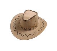 Cappello da Cowboy, Cappello da Cowboy in Pelle, Cappello da Cowboy A Tesa Larga, Cappelli Western da Cowgirl per Bambini Cappello (Finto camoscio, FAW)
