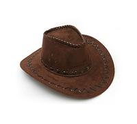 Cappello da Cowboy, Cappello da Cowboy in Pelle, Cappello da Cowboy A Tesa Larga, Cappelli Western da Cowgirl per Bambini Cappello (Finto camoscio, Caffè Scuro)