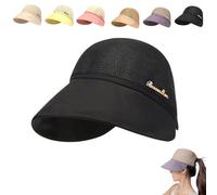 Cappello Da Sole A Tesa Larga Da Donna, Cappello Da Sole Classupery, Visiere Da Donna per L'Estate, Senza Mal Di Testa, Protezione Solare E Prevenzione del Mal Di Testa, Pieghevole (Negro)