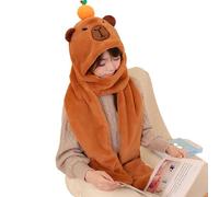 Cappello Invernale 3 in 1 Donna - Set con Sciarpa e Guanti in Pile Caldo, Design a Forma di Capibara con Orecchie | Regalo Compleanno per Atmosfera Invernale e