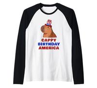 Cappy Birthday America 250 Years Cute Capybara American Camiseta Manga Raglan