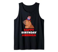 Cappy Birthday America 250 Years Cute Capybara American Camiseta sin Mangas