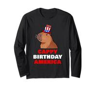 Cappy Birthday America 250 Years Cute Capybara American Manga Larga