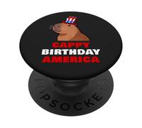 Cappy Birthday America 250 Years Cute Capybara American PopSockets PopGrip Adhesivo