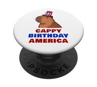 Cappy Birthday America 250 Years Cute Capybara American PopSockets PopGrip Adhesivo