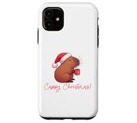 CAPPY Christmas! Santa Claus Capibara Bebiendo Café Meme Carcasa para iPhone 11