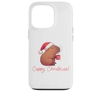 CAPPY Christmas! Santa Claus Capibara Bebiendo Café Meme Carcasa para iPhone 13 Pro