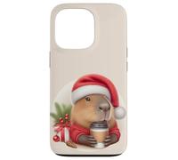 CAPPY Christmas! Santa Claus Capibara Bebiendo Café Meme Carcasa para iPhone 13 Pro