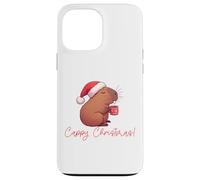 CAPPY Christmas! Santa Claus Capibara Bebiendo Café Meme Carcasa para iPhone 13 Pro MAX
