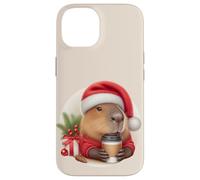 CAPPY Christmas! Santa Claus Capibara Bebiendo Café Meme Carcasa para iPhone 14