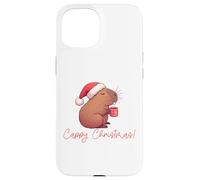 CAPPY Christmas! Santa Claus Capibara Bebiendo Café Meme Carcasa para iPhone 15