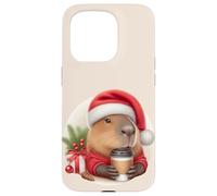 CAPPY Christmas! Santa Claus Capibara Bebiendo Café Meme Carcasa para iPhone 15 Pro