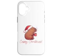 CAPPY Christmas! Santa Claus Capibara Bebiendo Café Meme Carcasa para iPhone 16 Plus