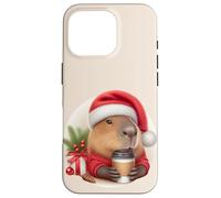 CAPPY Christmas! Santa Claus Capibara Bebiendo Café Meme Carcasa para iPhone 16 Pro