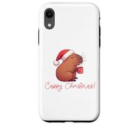 CAPPY Christmas! Santa Claus Capibara Bebiendo Café Meme Carcasa para iPhone XR