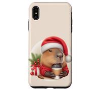 CAPPY Christmas! Santa Claus Capibara Bebiendo Café Meme Carcasa para iPhone XS MAX